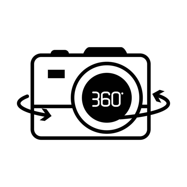 projekt rozszerzonej rzeczywistości, ikona kamery 360 stopni, styl linii - Wektor, obraz