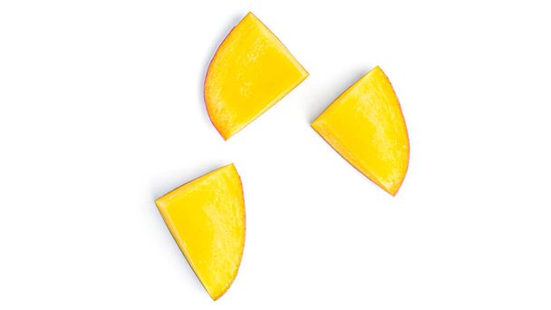 Mango fruit slices isolated on white background. High quality photo - Photo, Image