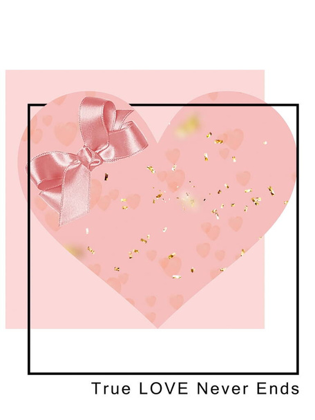 ゴールデンコンフェッティテンプレート付きカラフルなピンクブルーテキストバレンタインデーコピースペーステンプレート背景結婚式のためのグリーティングカードバレンタインデー女性の日のお祝い  - 写真・画像