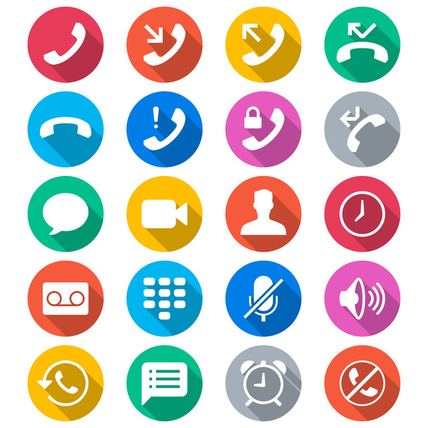 Teléfono iconos de color plano
 - Vector, Imagen