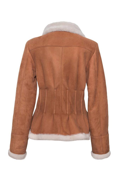 Brown leather jacket isolated on white background. - Photo, Image