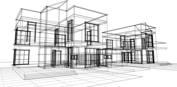 sorház építészeti projekt vázlat 3d vektor illusztráció - Vektor, kép