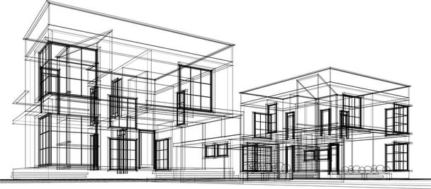 kamienica projekt architektoniczny szkic 3D wektor ilustracja - Wektor, obraz