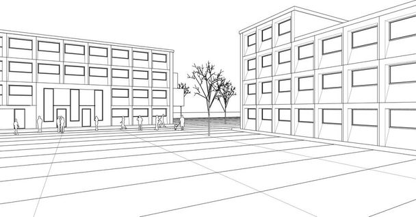 cidade quadrado moderno abstrato arquitetura 3d ilustração - Vetor, Imagem