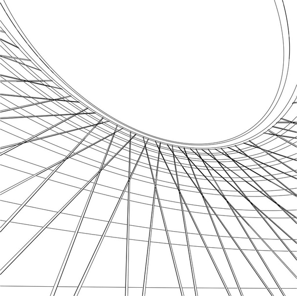 современный архитектурный эскиз небоскреба 3d векторная иллюстрация - Вектор,изображение