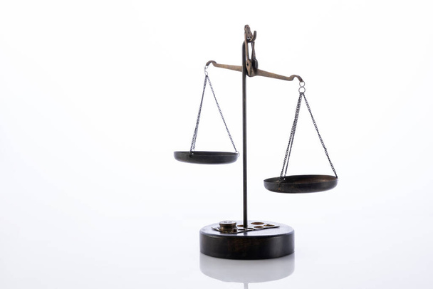 A closeup shot of scales - concept of justice - Foto, Bild
