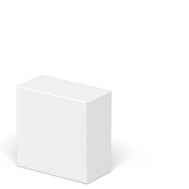 3Dイラスト。白い背景に隔離された箱のモックアップ。正面図. - 写真・画像