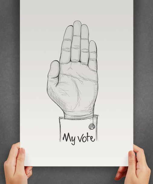 hand drawn Hand raised with MY VOTE text as concept - Photo, Image