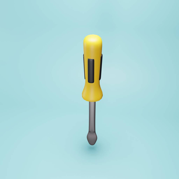 Chave de fenda ilustrações 3d. Ícone de chave de fenda 3D. Chave de fenda 3D isolada isolada - Foto, Imagem