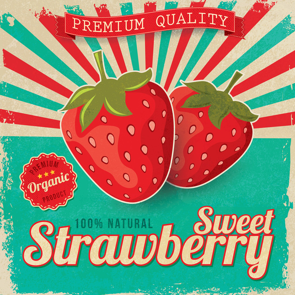 Illustration vectorielle d'affiche vintage colorée fraise
 - Vecteur, image