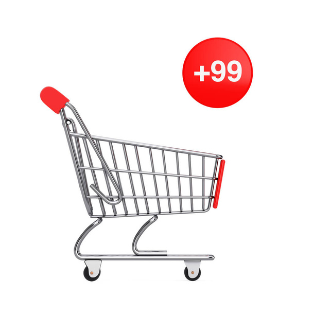 Nákupní košík vozík s označením objednávky, přání nebo nákupní seznam na bílém pozadí. 3D vykreslování  - Fotografie, Obrázek