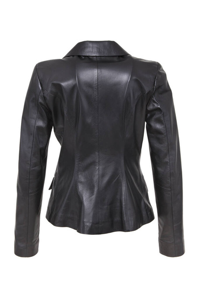 Black leather jacket isolated on white background. - Foto, afbeelding