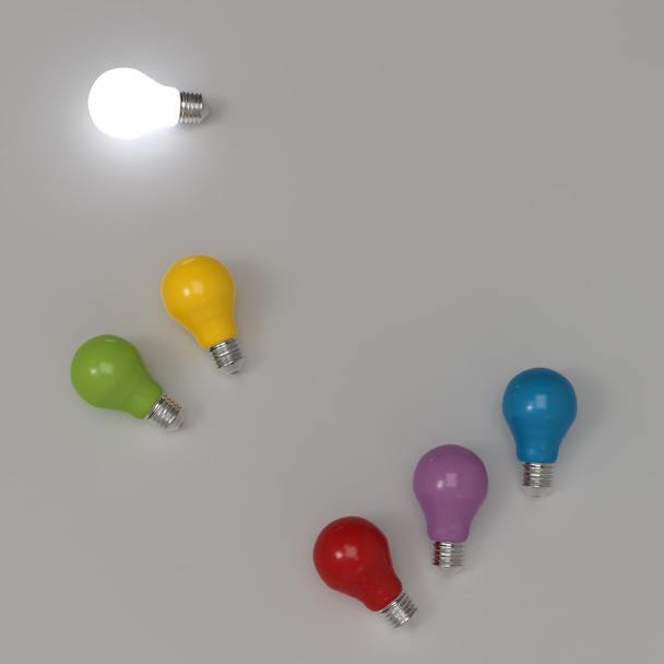 3d crescente lâmpada que se destaca a partir do unlit incandescente b
 - Foto, Imagem