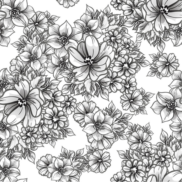 beautiful lush gray flowers on white background  - Διάνυσμα, εικόνα