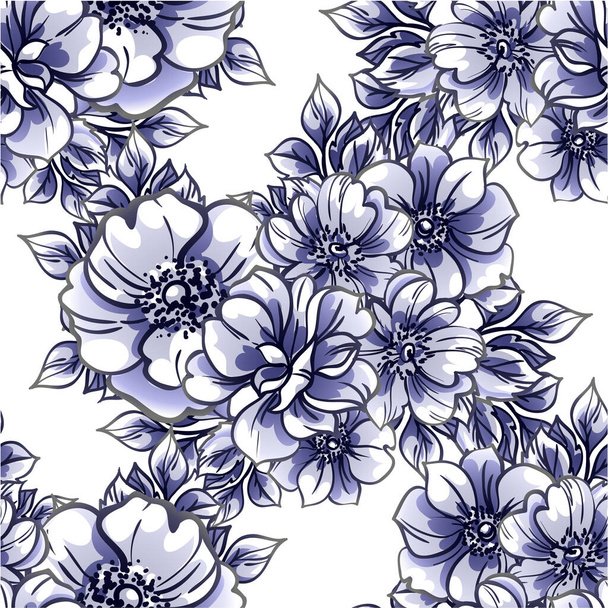 beautiful lush blue flowers on white background  - Vecteur, image