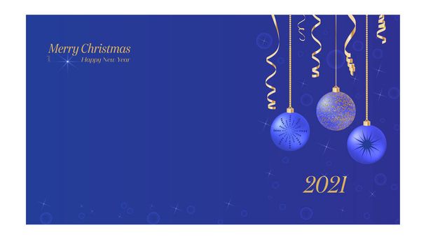 Joulun tausta kulta pallot ja kiemurteleva tummansininen tausta - Vektori, kuva