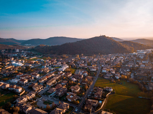 view on monticelli brusati from a drone - 写真・画像