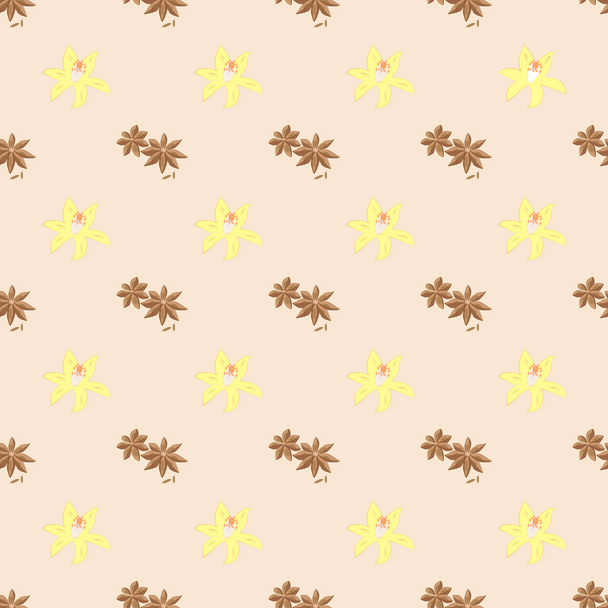 undefinedCinnamon and vanilla seamless pattern in pastel colors - Vector, Image