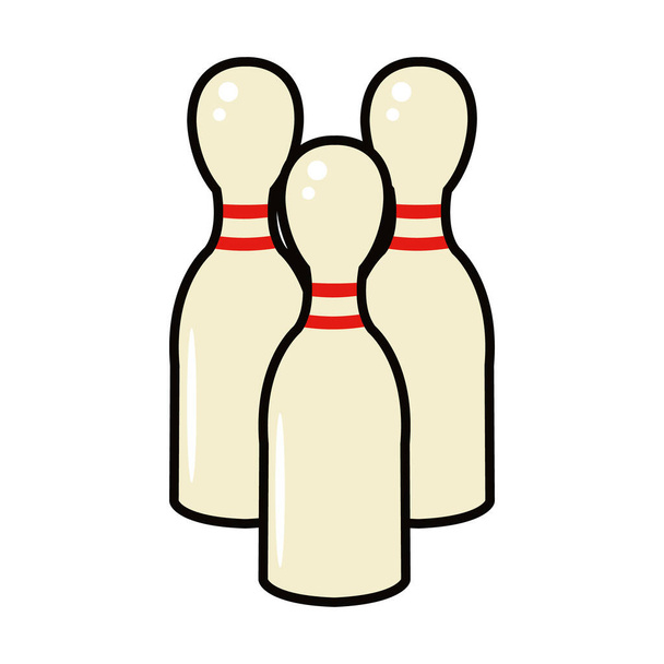 bowling pins icon, line and fill style - Vector, Image