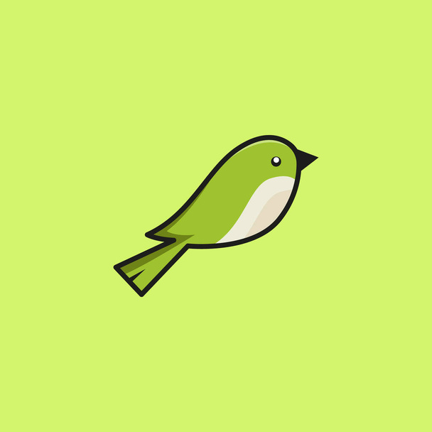 groen vogellogo. groen vogel pictogram geïsoleerd op groene achtergrond. - Vector, afbeelding