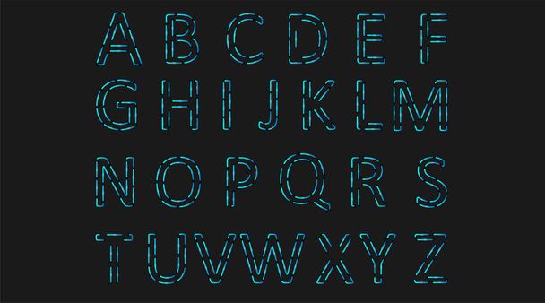 letter a-z vector design. neon night style lights flaming blue - Vektör, Görsel