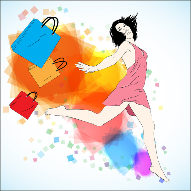 Happy shopping vector illustration - Vector, Image