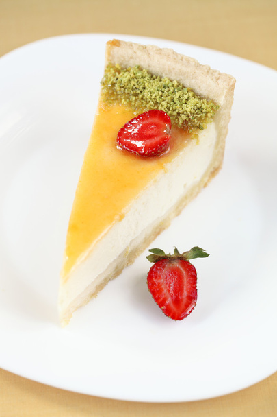 Piece of Vanilla Cheesecake with strawberries - Photo, Image
