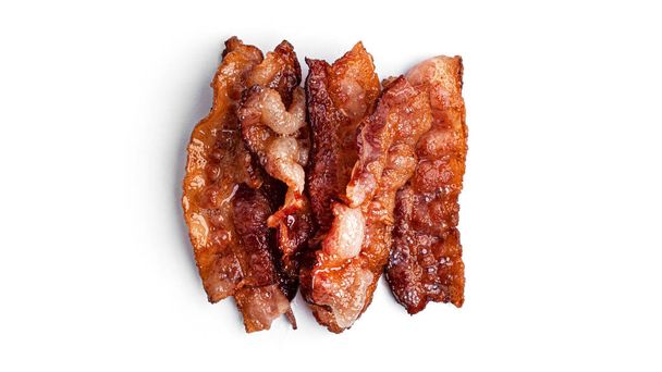 Fried bacon on a white background. High quality photo - Photo, Image