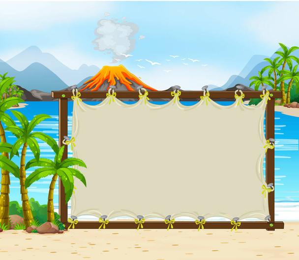 Blank banner on prehistoric scene background illustration - Vector, Image