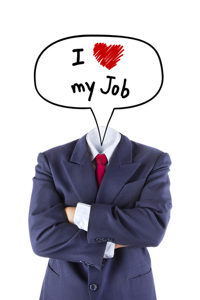Unsichtbarer Geschäftsmann kein Kopf sagt Liebe Job - Foto, Bild