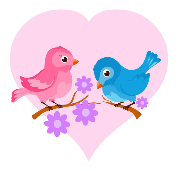 Bird in love cartoon stock image , vector illustration - Διάνυσμα, εικόνα