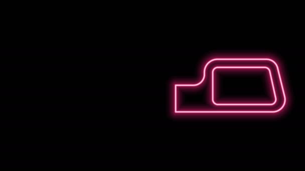Linea neon luminosa Icona specchio auto isolato su sfondo nero. Animazione grafica 4K Video motion - Filmati, video