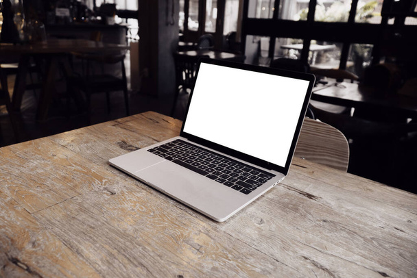 Blank screen laptop komputer i Praca z urządzeniem mobilnym szablon ekranu - Zdjęcie, obraz