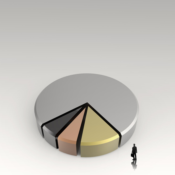businessman walking to 3d Pie chart, made of different colors as - Photo, Image