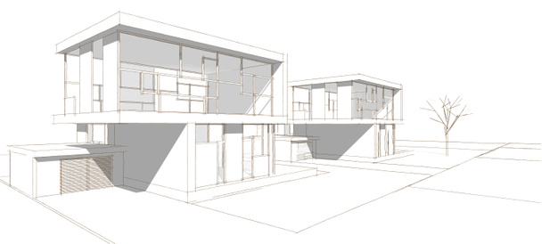 modern house architectural sketch 3d illustration - Photo, Image