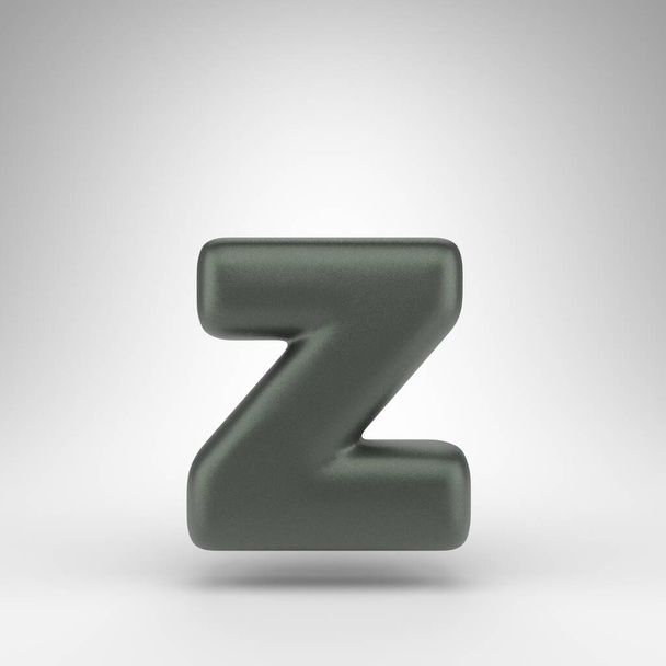 Buchstabe Z auf weißem Hintergrund. Eloxierte grüne 3D-gerenderte Schrift mit matter Textur. - Foto, Bild