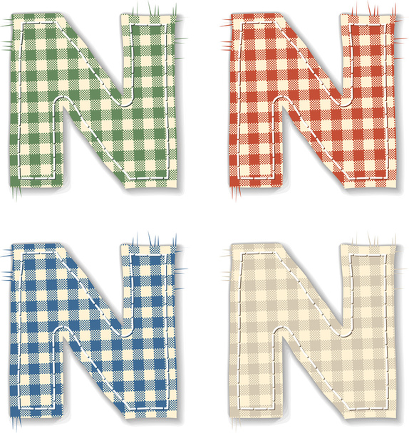 Checkered linen fabric letters N - Vector, Image