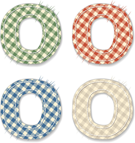 Checkered linen fabric letters O - Vector, Image