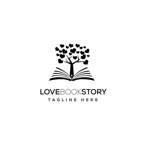 Logo del libro de amor del árbol - Vector, imagen