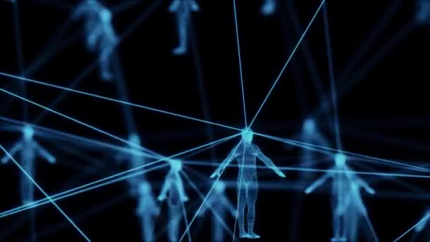 Gehirnnetzwerkverbindung verschiedener Völker in holographischer Computeroberfläche - Filmmaterial, Video
