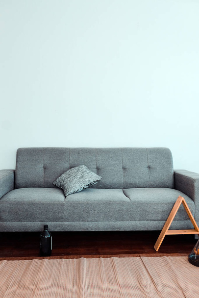 Image détaillée du coussin sur canapé, salon moderne - Photo, image