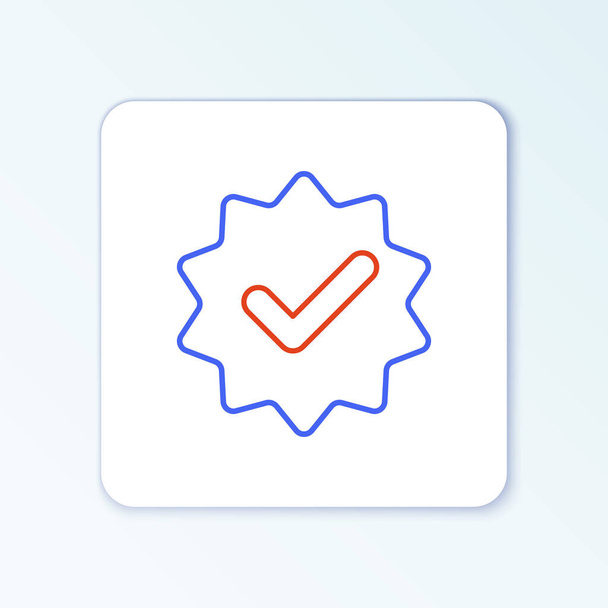 Linea Medaglia approvata o certificata e segno di spunta icona isolata su sfondo bianco. Concetto di contorno colorato. Vettore - Vettoriali, immagini