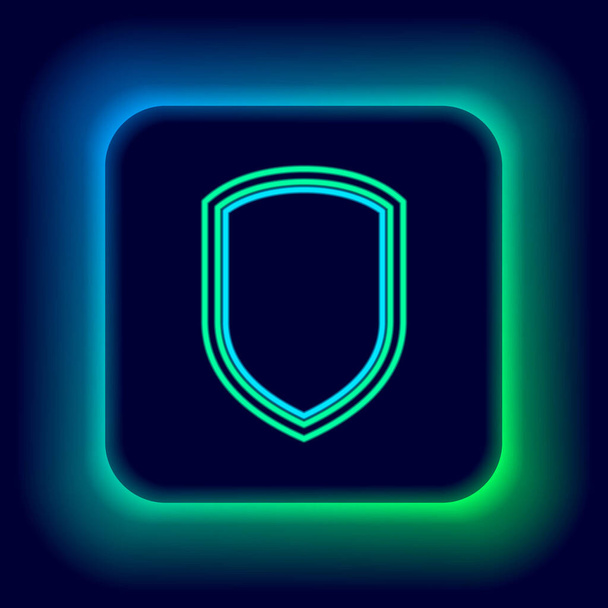 Linea neon luminosa Icona dello scudo isolata su sfondo nero. Segno di guardia. Concetto di contorno colorato. Vettore - Vettoriali, immagini
