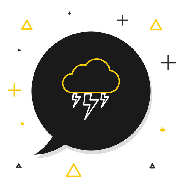 Line Storm ikon elszigetelt fehér háttér. Felhő és villám jel. A vihar időjárási jelképe. Színes vázlat koncepció. Vektor - Vektor, kép
