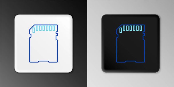 Icono de tarjeta SD de línea aislado sobre fondo gris. Tarjeta de memoria. Icono del adaptador. Concepto de esquema colorido. Vector - Vector, Imagen
