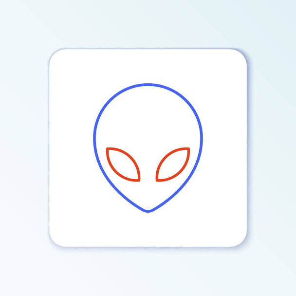 Line Alien Symbol isoliert auf weißem Hintergrund. Außerirdisches Alien-Gesicht oder Kopf-Symbol. Buntes Rahmenkonzept. Vektor - Vektor, Bild