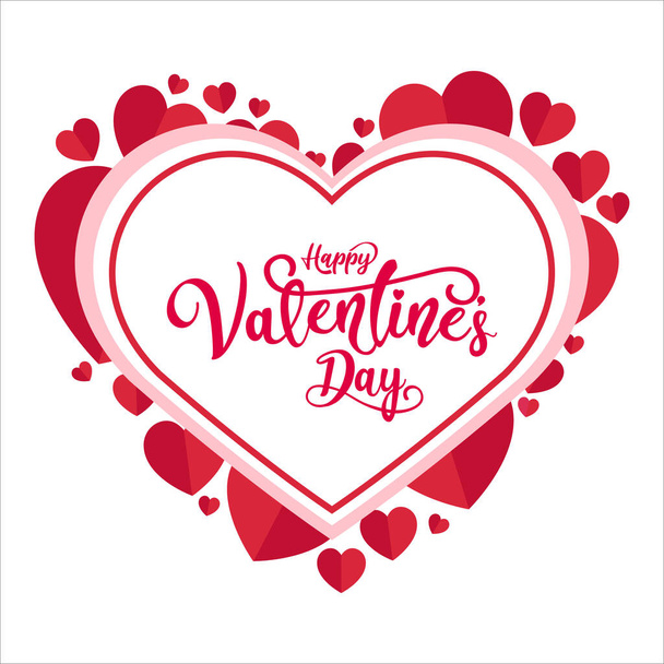 Valentijnsdag Liefde met rode kleur, Gelukkige Valentijnsdag tekst met rode kleur - Vector, afbeelding