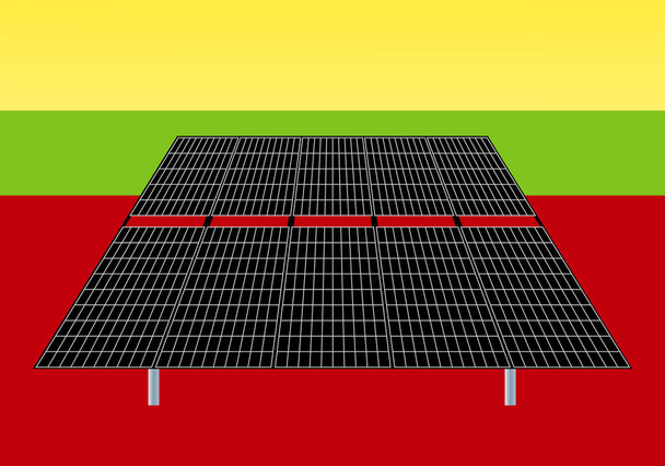 Photovoltaic or solar panels on a red roof - Vector, Image