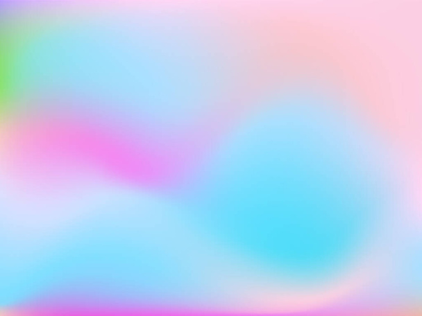Holographischer Hintergrund. Helle, glatte Maschen verschwimmen mit futuristischen Mustern in rosa, blau, grünen Farben. Modischer Anzeigenvektor. Intensiver Verlauf des holographischen Spektrums für Druckerzeugnisse, Umschläge. - Vektor, Bild
