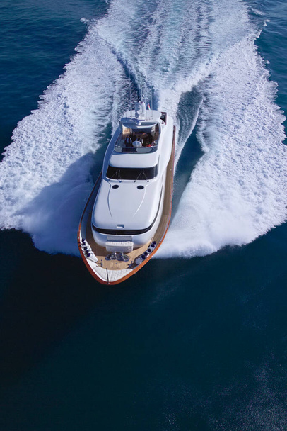 Italy, Fiumicino (Rome), 13 September 2005, people on a MAIORA luxury yacht, aerial view - EDITORIAL - Photo, Image